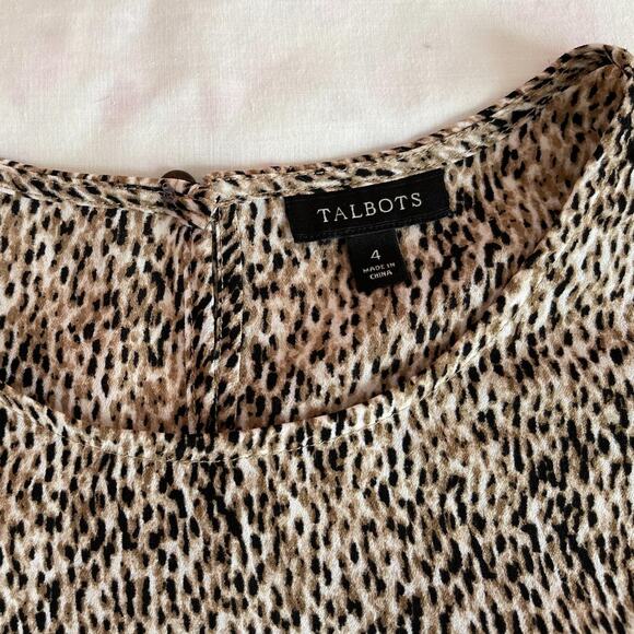 Talbots Animal Print Short Sleeve Blouse Size 4 - Picture 3 of 7